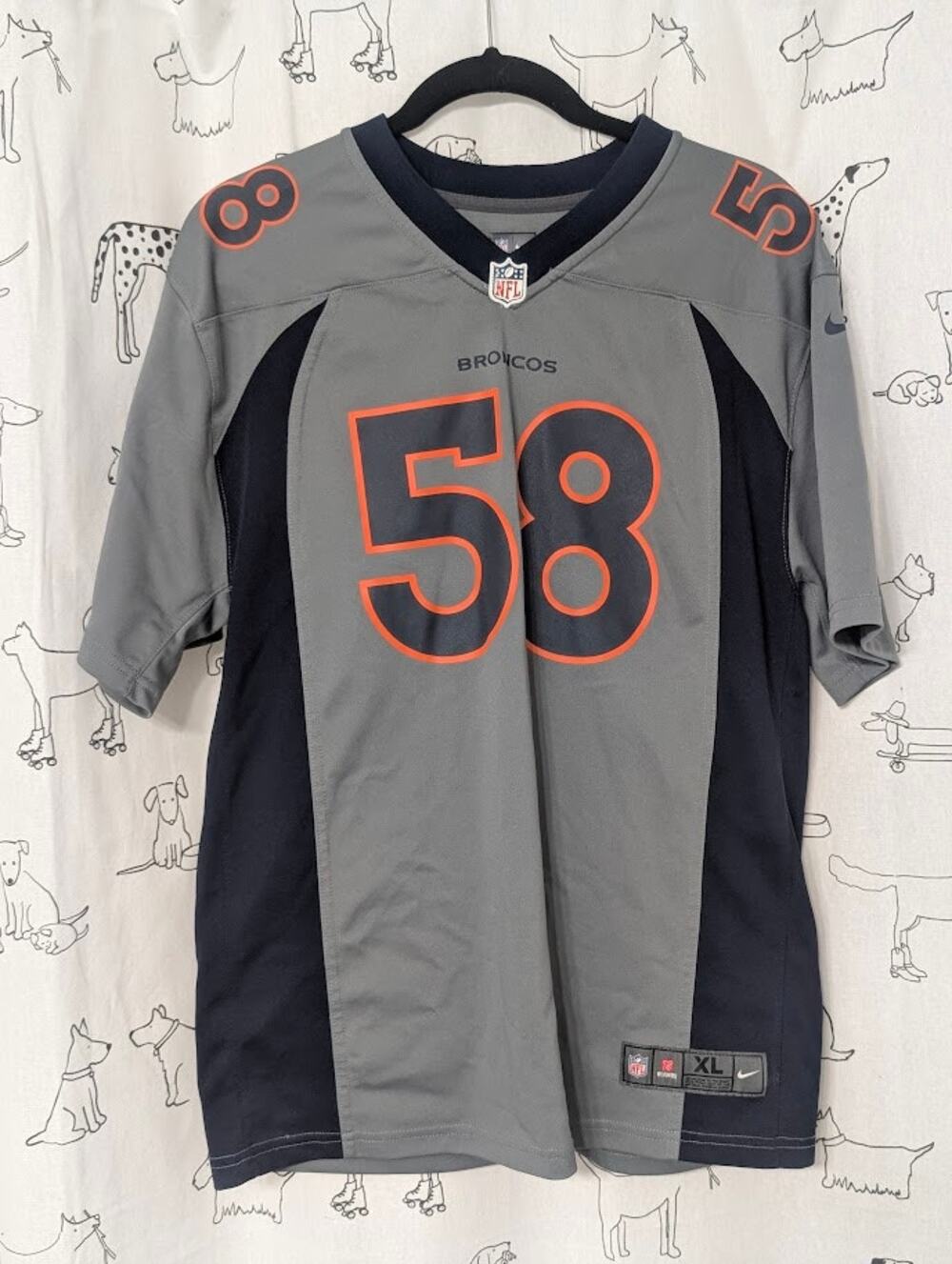 Nike Denver Broncos 58 Von Miller Jersey Inverted Legend NFL Shirt Navy Gray XL